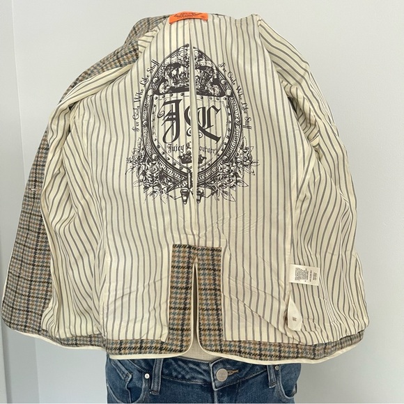 Y2K Vintage Juicy Couture Plaid Wool Blazer size Small deadstock - Picture 9 of 11